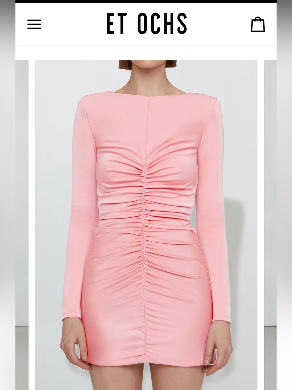 Et Ochs ruched pink Riley mini-dress size 2.